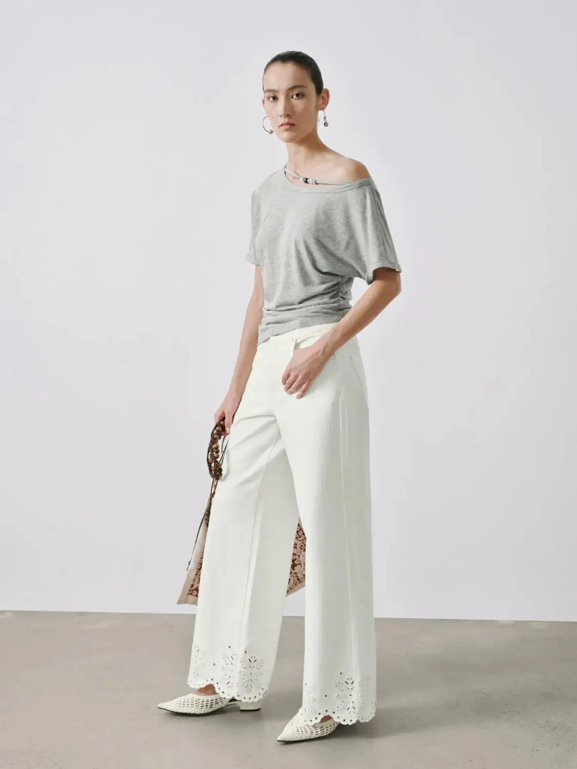 22611-heather-gray-lightweight-one-shoulder-ruched-top-4.webp Heather Gray Lightweight One Shoulder Ruched Top
