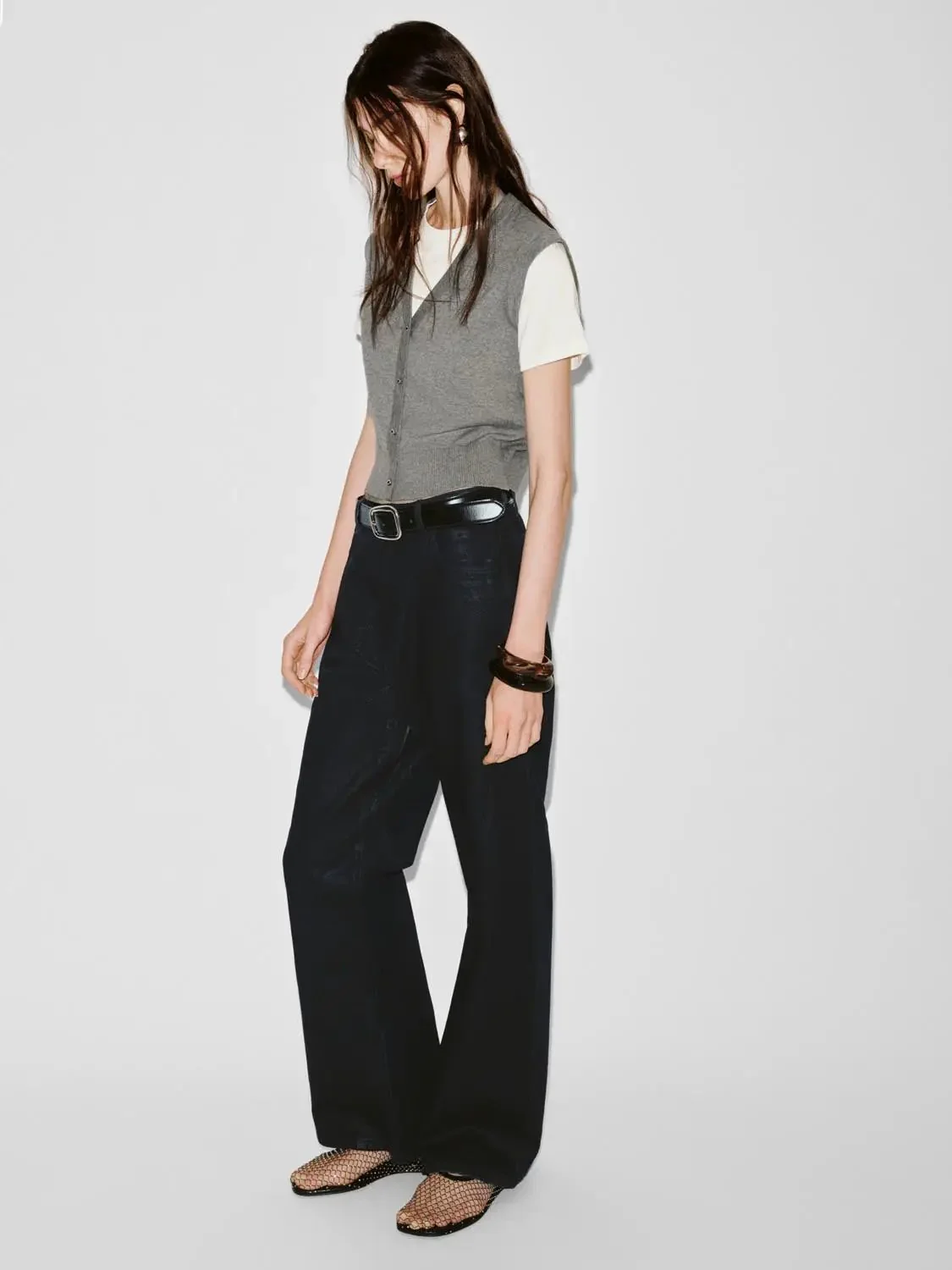 Cotton Two Tone Knit Layered Look T Shirt