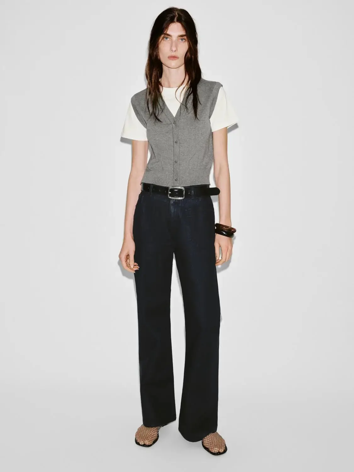Cotton Two Tone Knit Layered Look T Shirt