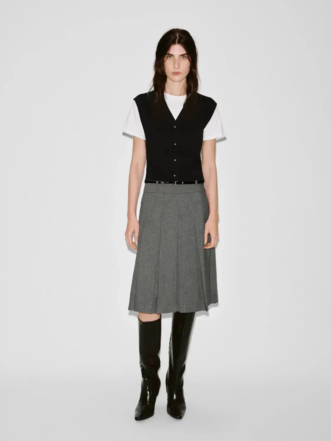 Cotton Two Tone Knit Layered Look T Shirt