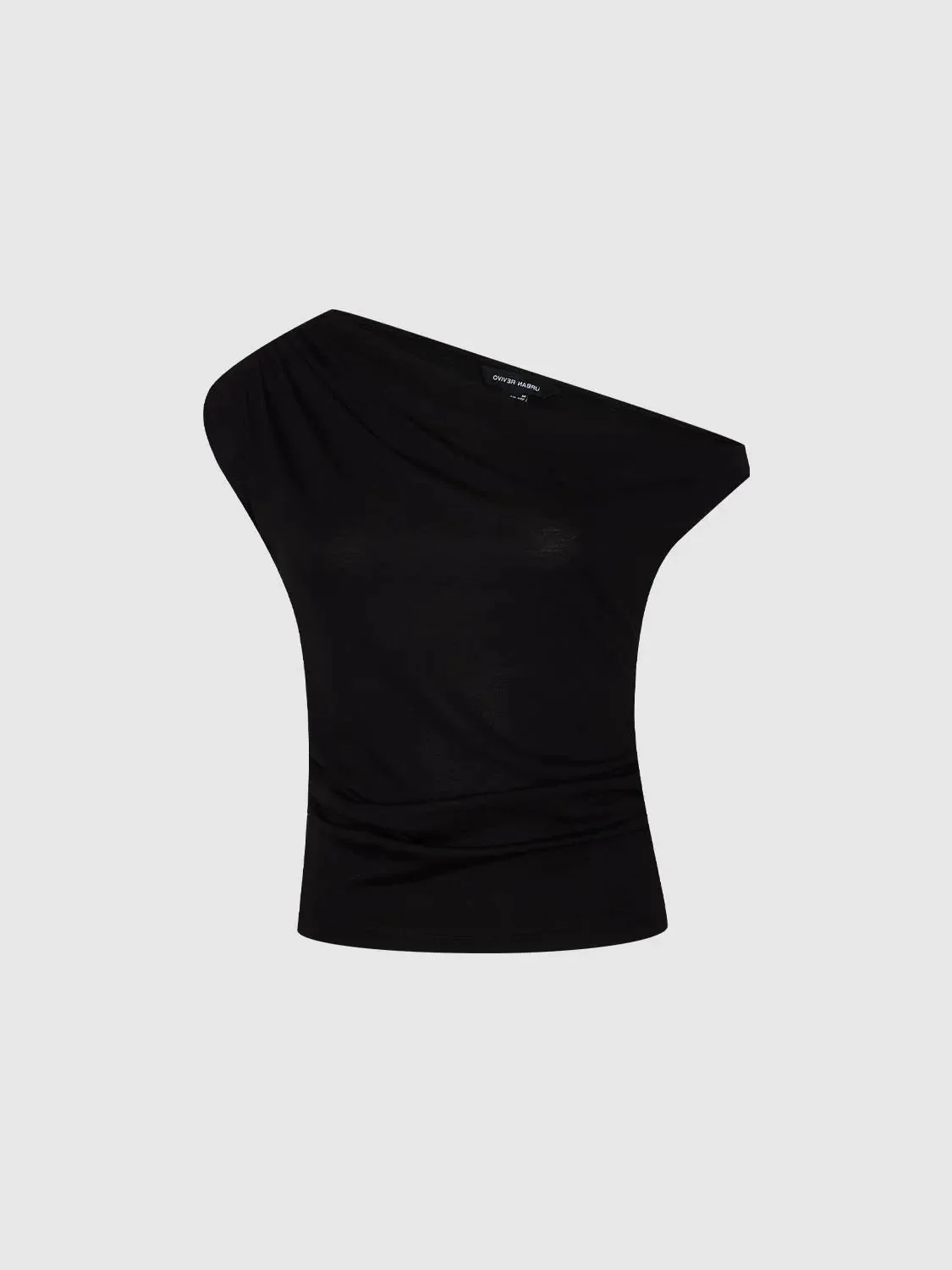 22634-asymmetric-neck-ruched-capped-sleeve-stretch-fabric-t-shirts-7.webp Asymmetric Neck Ruched Capped Sleeve Stretch Fabric T-Shirts