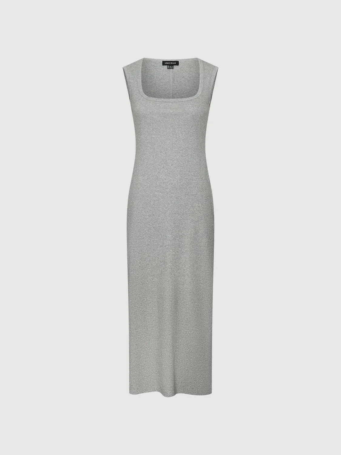 Cotton Blend U-Neck Sleeveless Skinny-Fit Midi Dress