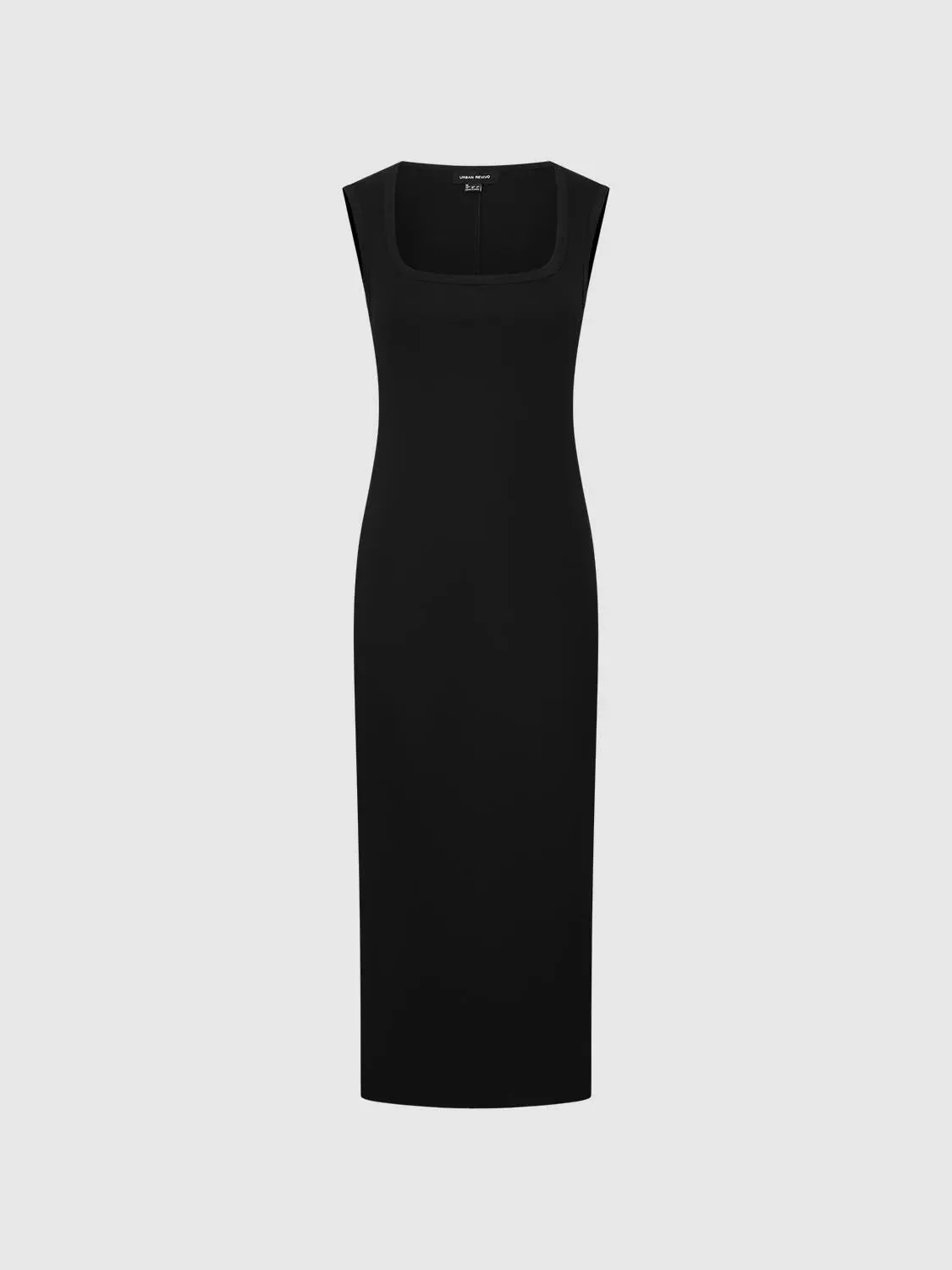 Cotton Blend U-Neck Sleeveless Skinny-Fit Midi Dress