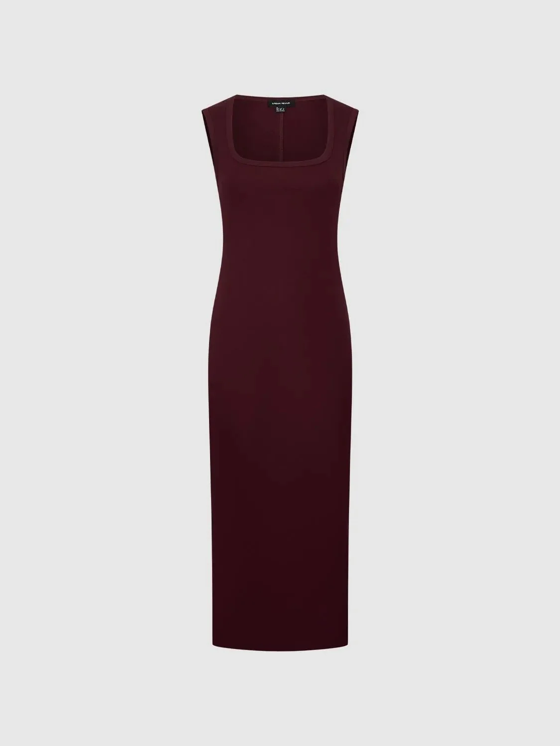 Cotton Blend U-Neck Sleeveless Skinny-Fit Midi Dress