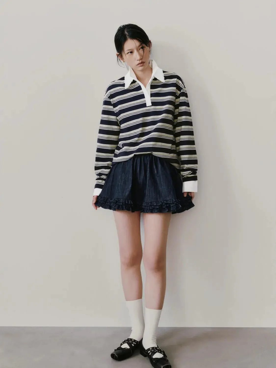 22700-lace-trim-collar-striped-cotton-t-shirts-4.webp Lace Trim Collar Striped Cotton T Shirts