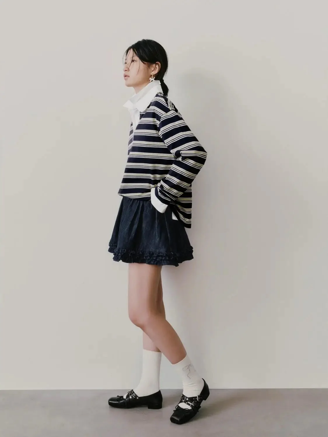 22700-lace-trim-collar-striped-cotton-t-shirts-5.webp Lace Trim Collar Striped Cotton T Shirts