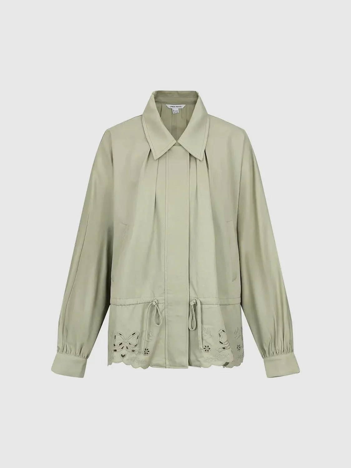 22712-cutwork-drawstring-collared-jackets-1.webp Cutwork Drawstring Collared Jackets