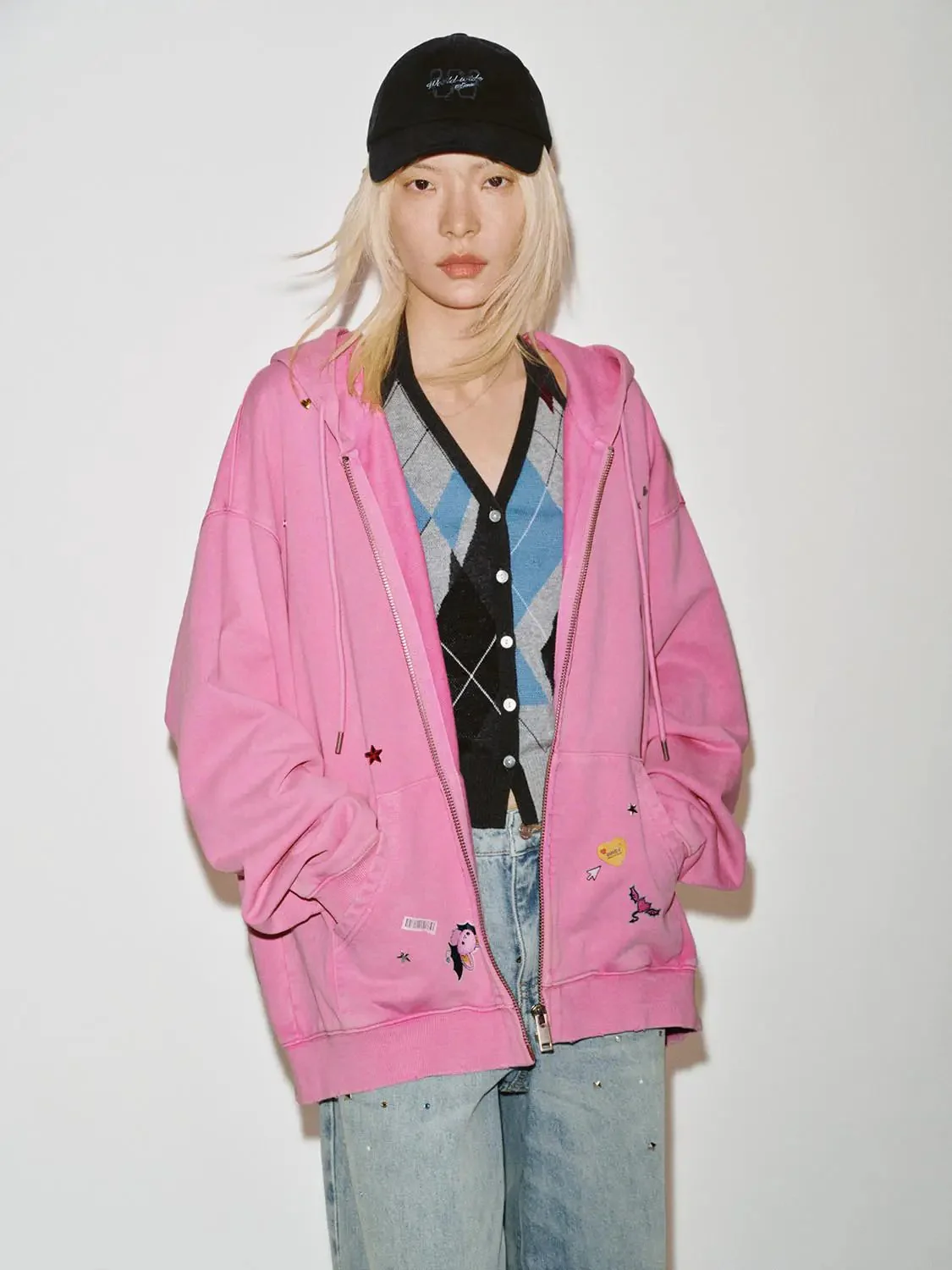Hooded Drawstring Printed Jackets
