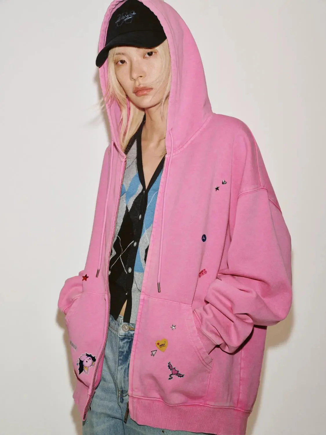 Hooded Drawstring Printed Jackets