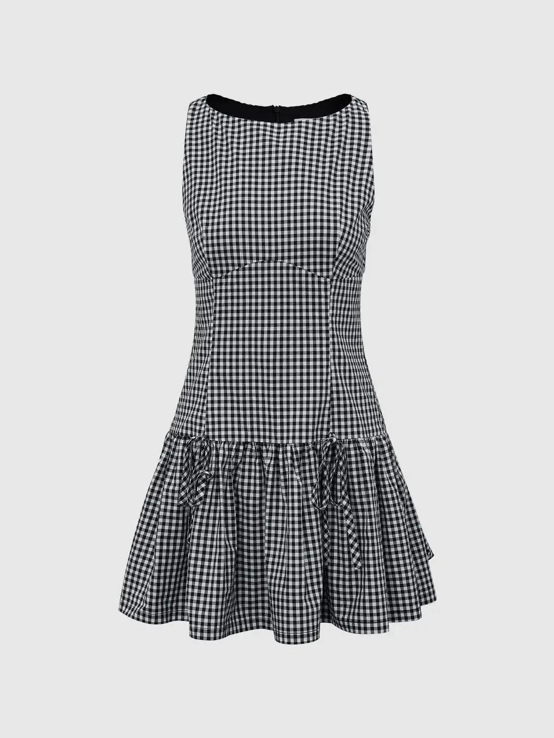 2274-cotton-gingham-sleeveless-a-line-mini-dress-7.webp Cotton Gingham Sleeveless A Line Mini Dress