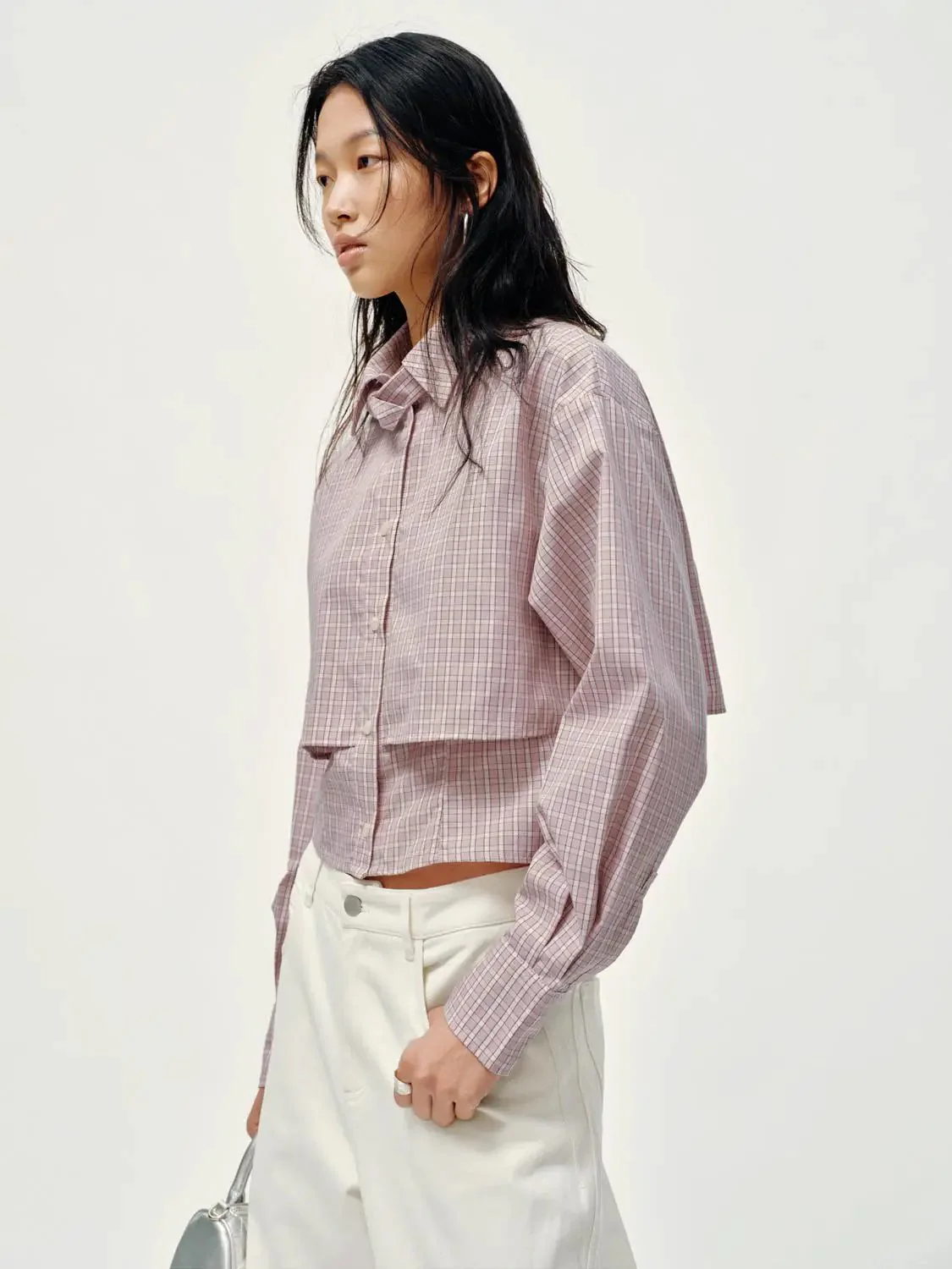 22813-tie-neck-contrast-check-shirts-2.webp Tie Neck Contrast Check Shirts