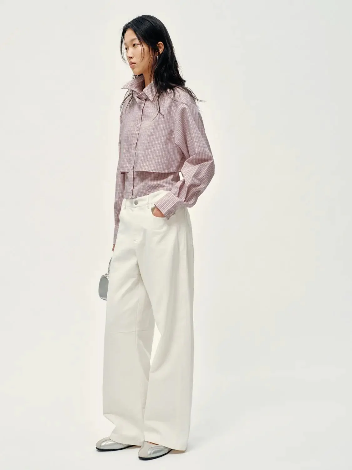 22813-tie-neck-contrast-check-shirts-4.webp Tie Neck Contrast Check Shirts