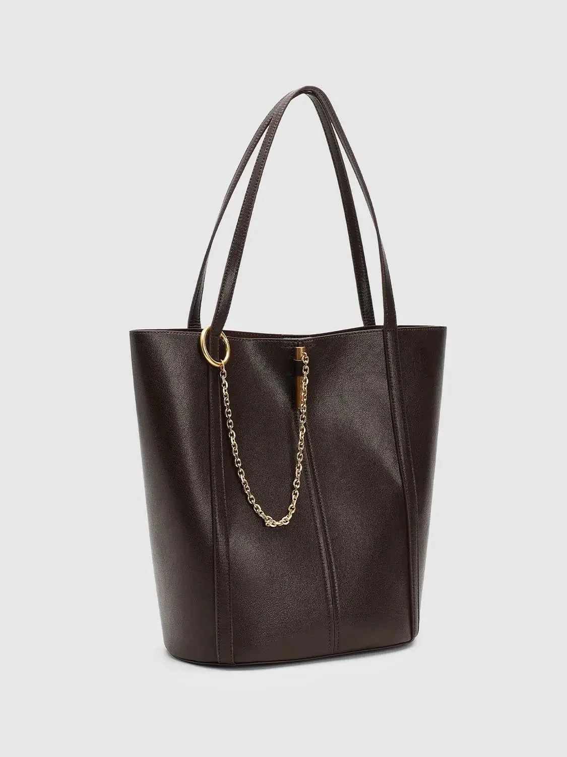 Faux Leather Chain Detail Bucket Shoulder Bags
