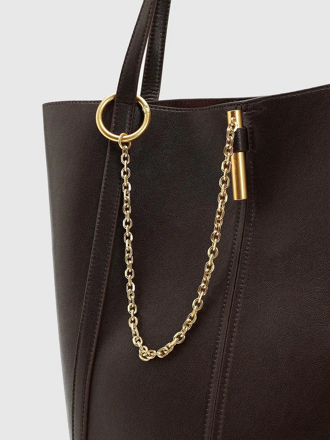 Faux Leather Chain Detail Bucket Shoulder Bags
