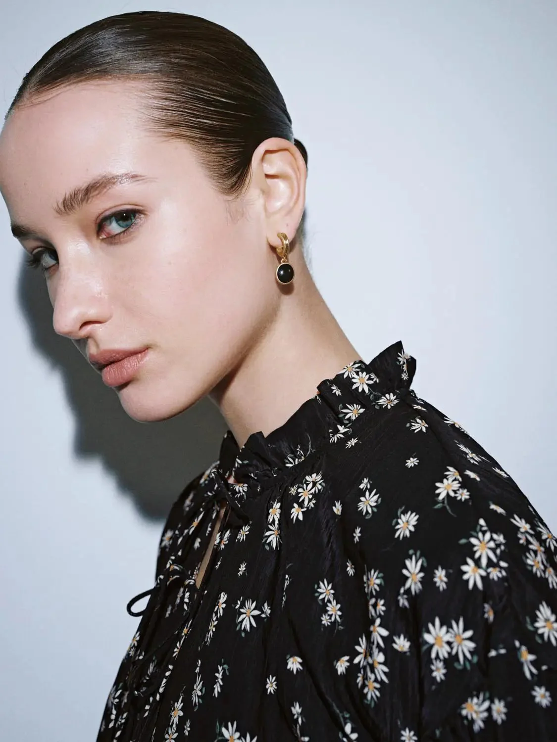 Lace-Up Floral Overhead Shirt