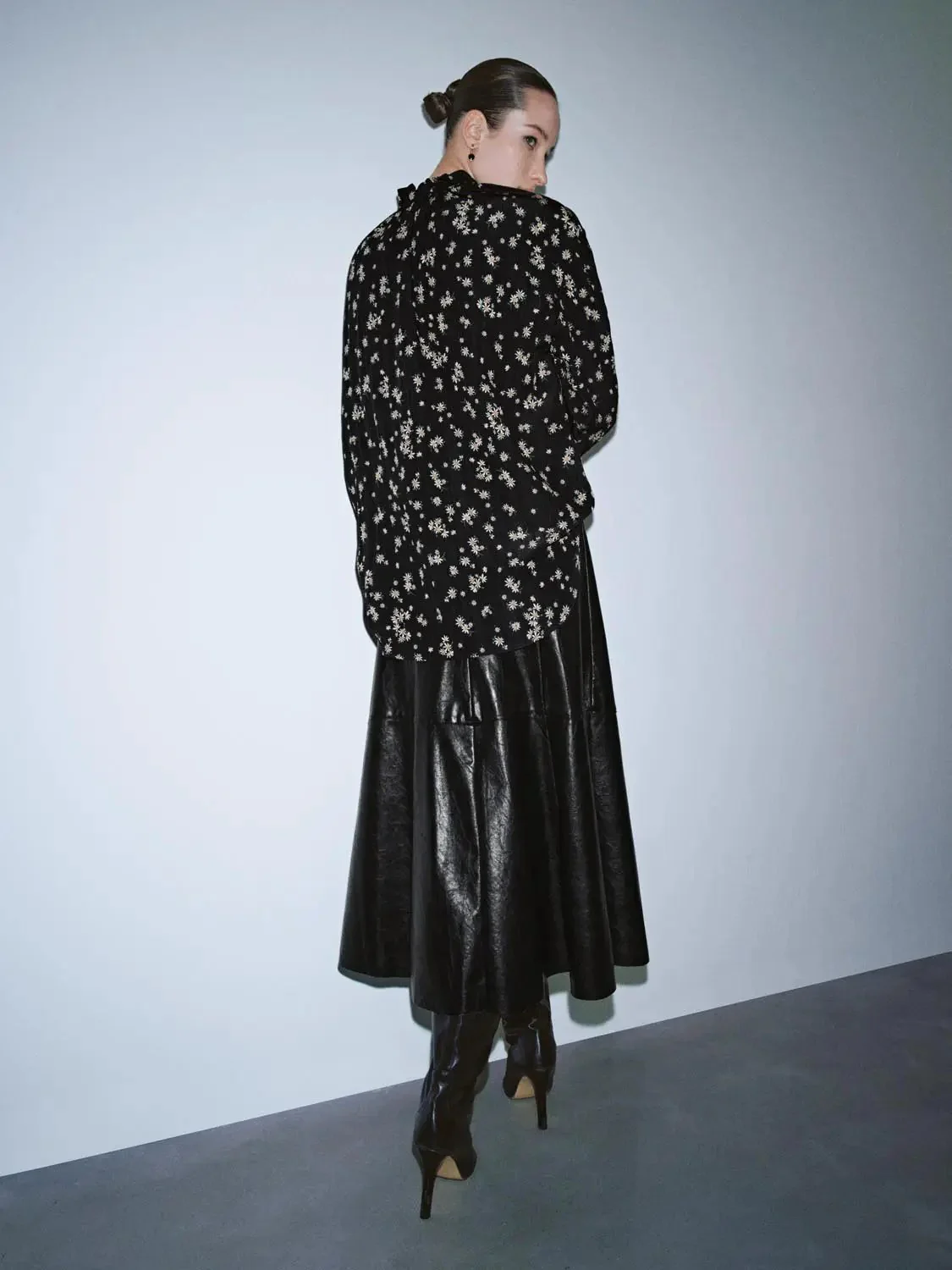 Lace-Up Floral Overhead Shirt