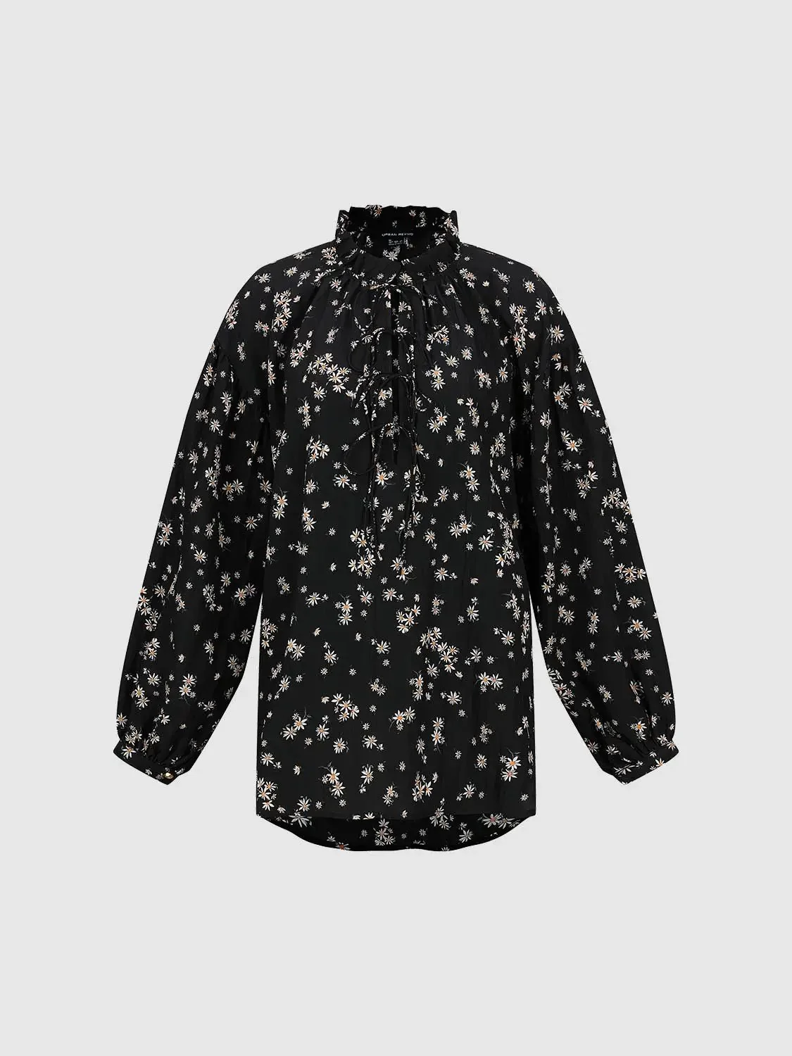 Lace-Up Floral Overhead Shirt