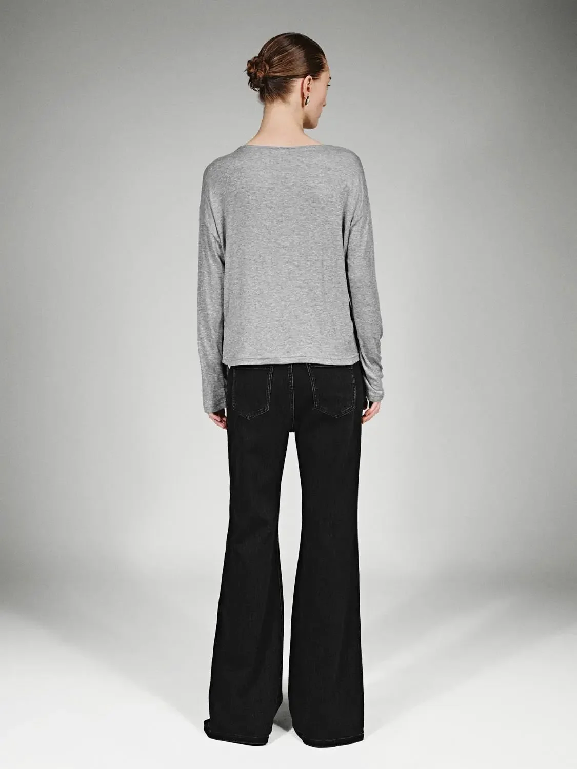 Lyocell Wool Blend Asymmetric Long Sleeve T Shirts
