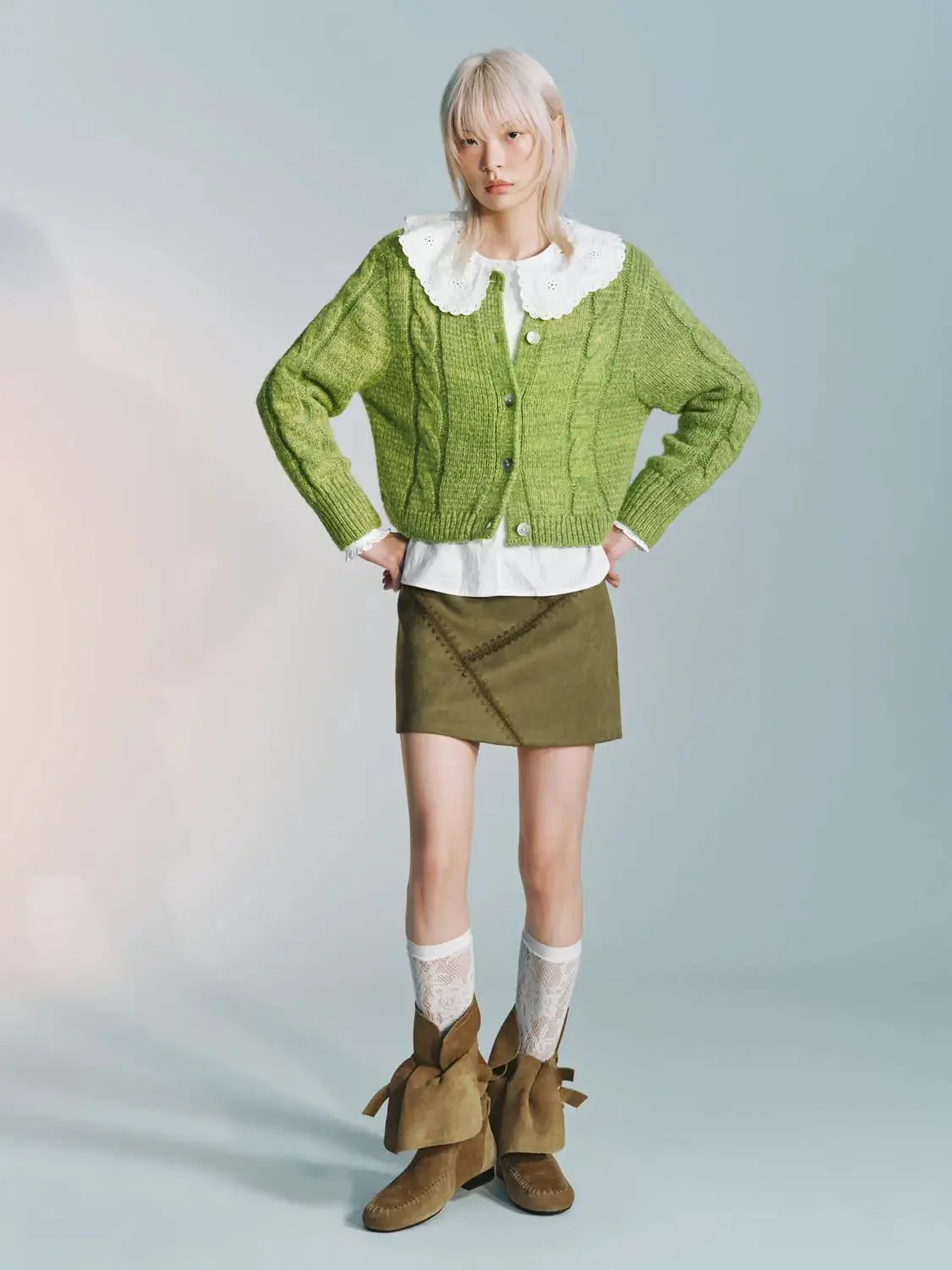 Seamed Stitch Detail A-Line Mini Skirts