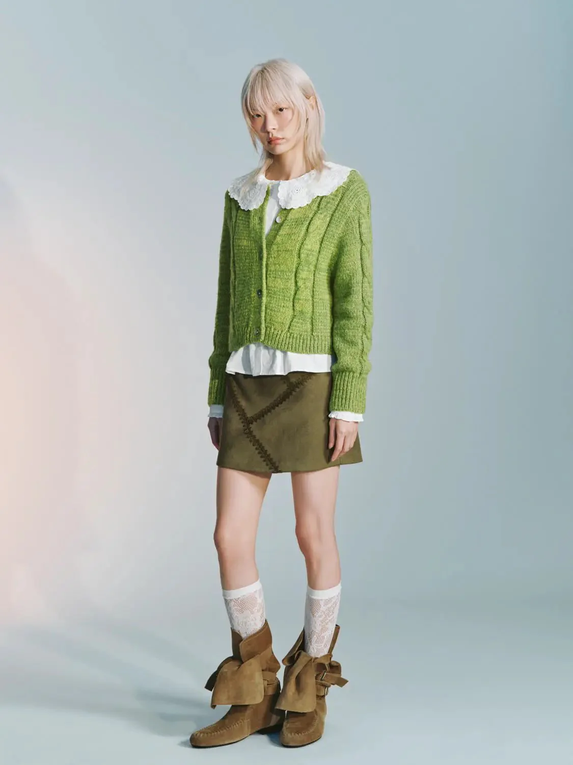 Seamed Stitch Detail A-Line Mini Skirts