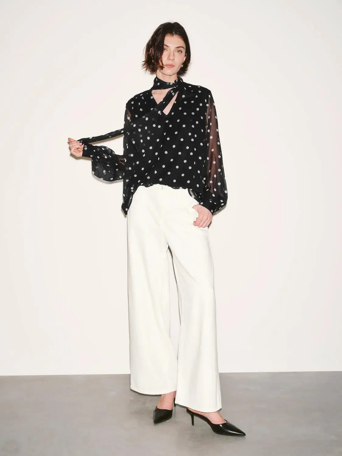 22909-polka-dotted-scarf-neck-overhead-shirts-5.webp Polka Dotted Scarf Neck Overhead Shirts