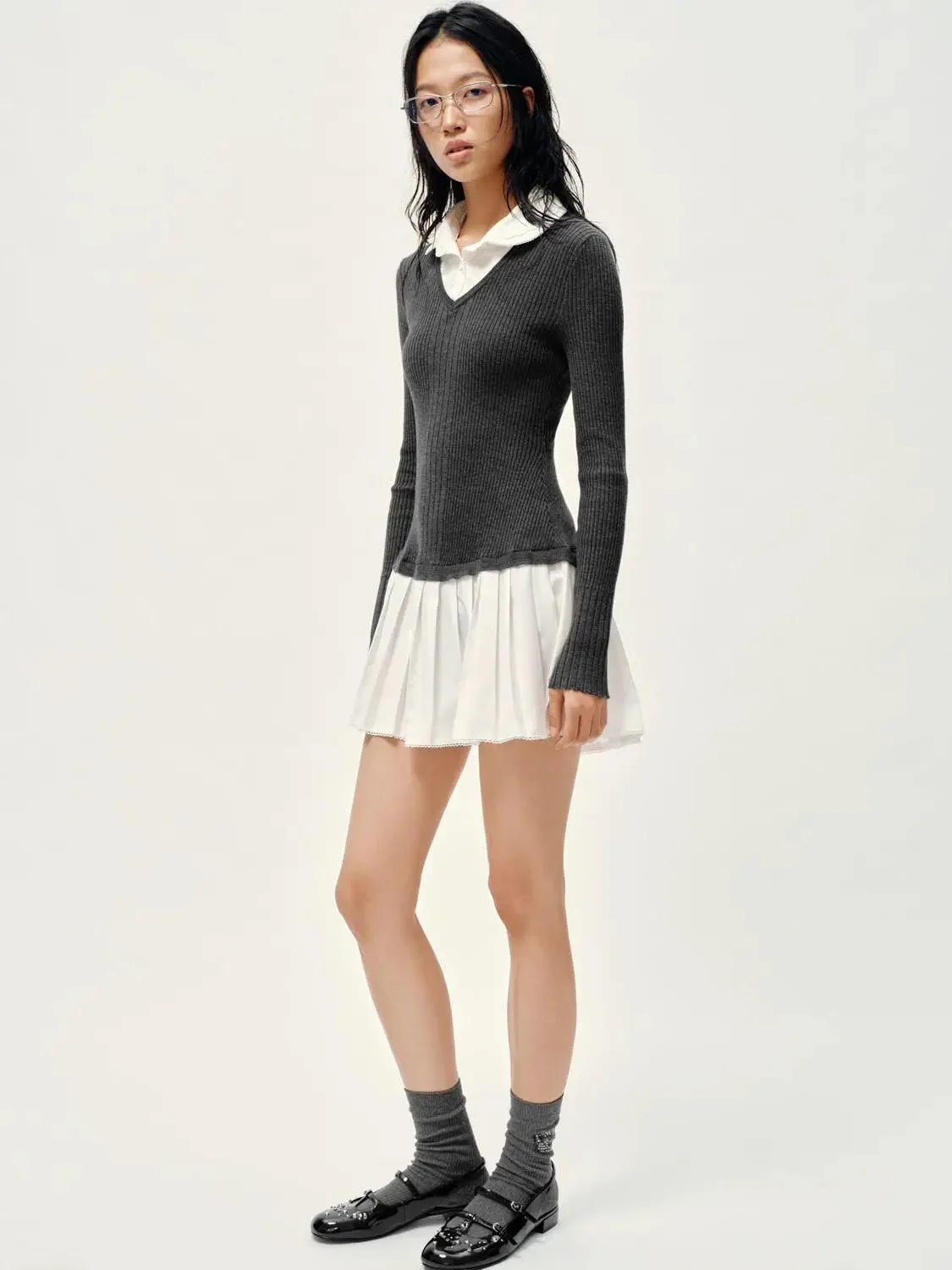 22938-elegant-knit-polo-neck-pleated-mini-dress-4.webp Elegant Knit Polo Neck Pleated Mini Dress