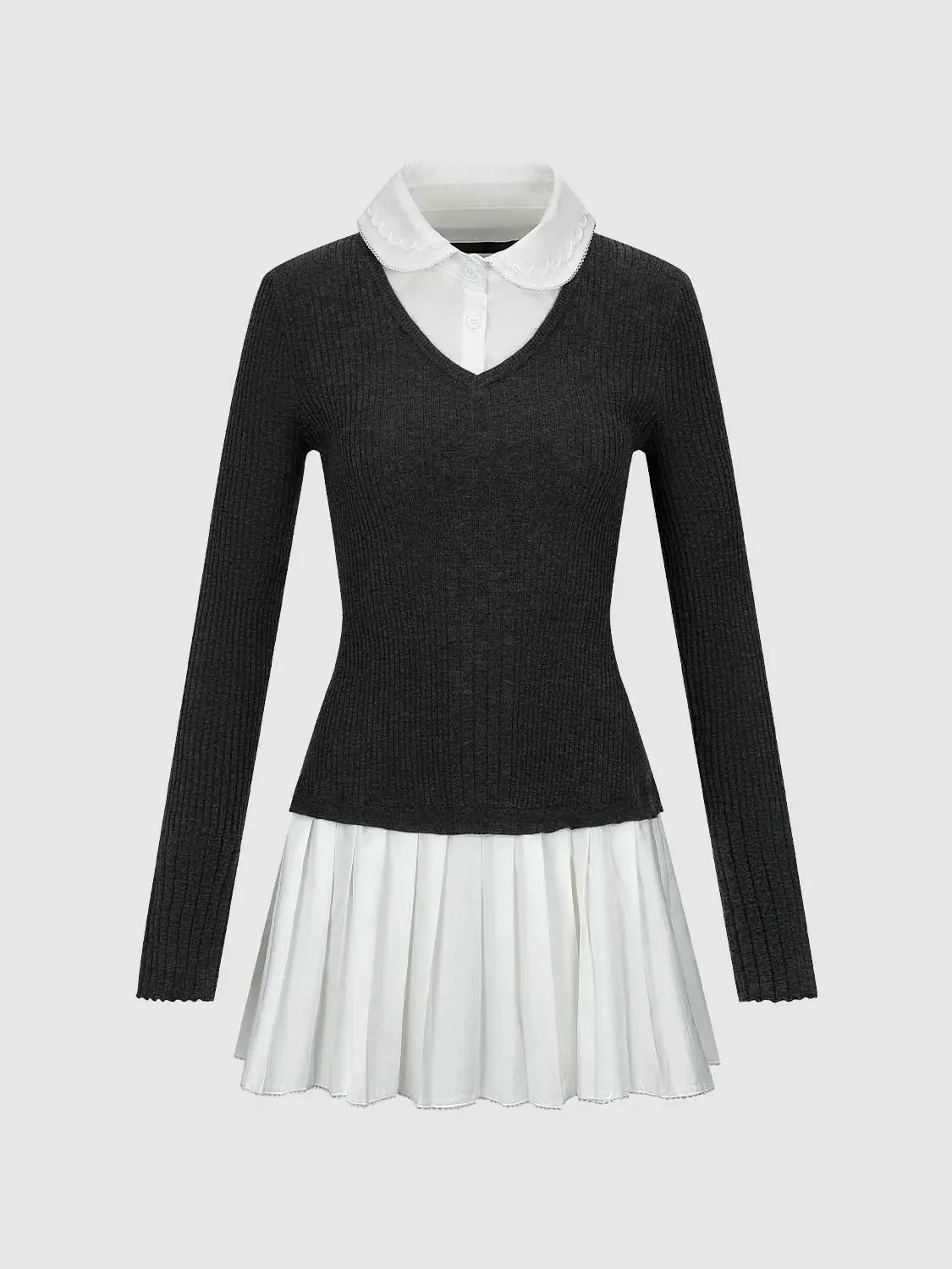 22938-elegant-knit-polo-neck-pleated-mini-dress-7.webp Elegant Knit Polo Neck Pleated Mini Dress