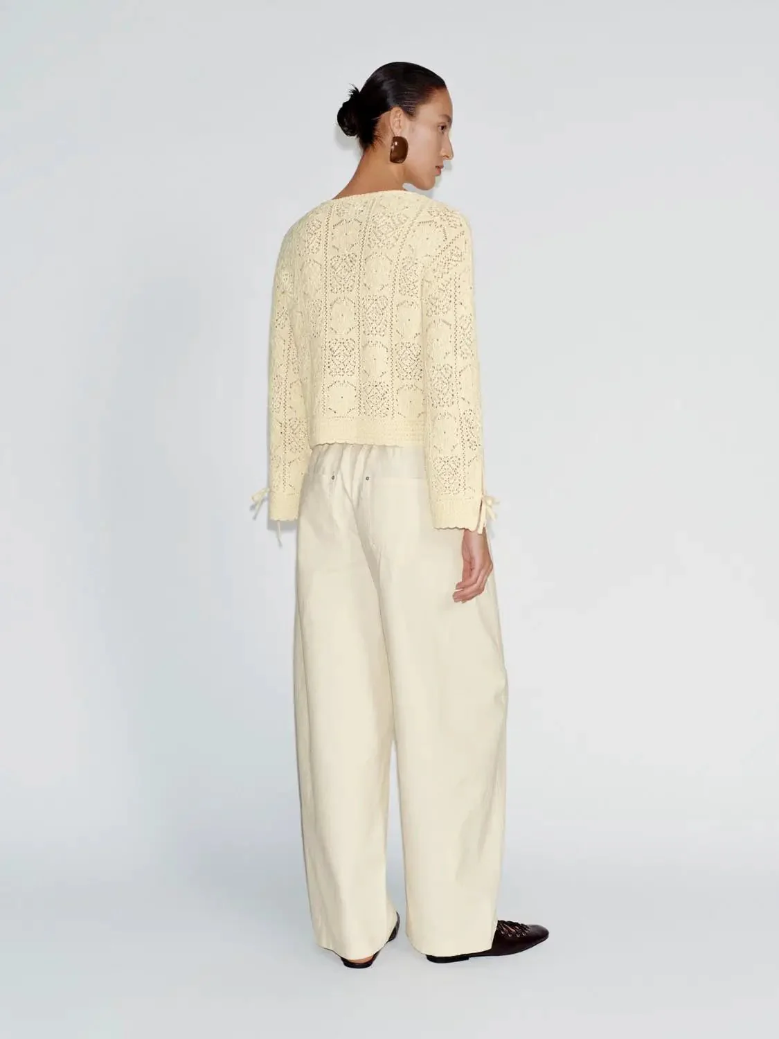 Crew Neck Open Knitted Long Sleeve T-Shirts