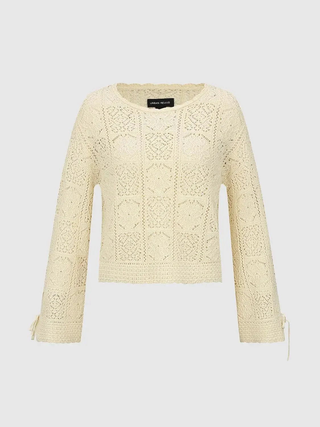 Crew Neck Open Knitted Long Sleeve T-Shirts