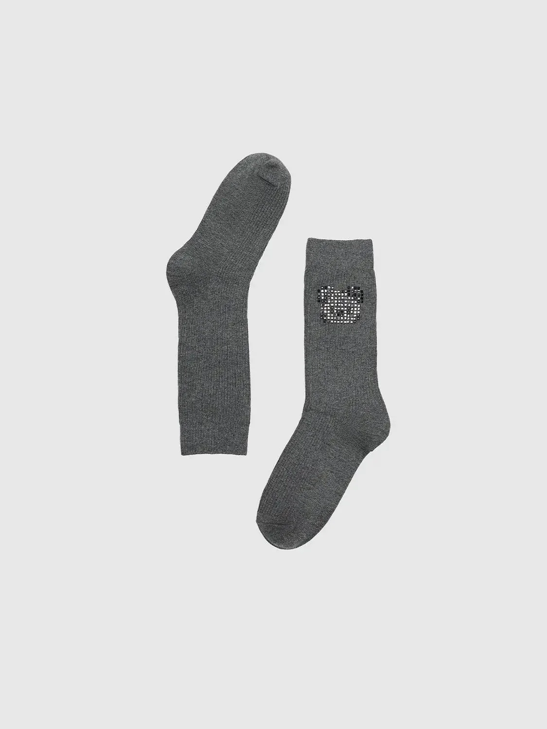 Cotton Polyester Elastane Blend Sequin Square Accent Socks