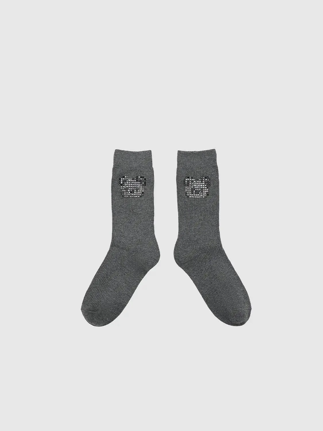 Cotton Polyester Elastane Blend Sequin Square Accent Socks
