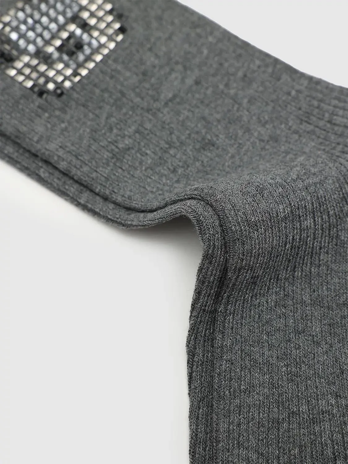 Cotton Polyester Elastane Blend Sequin Square Accent Socks