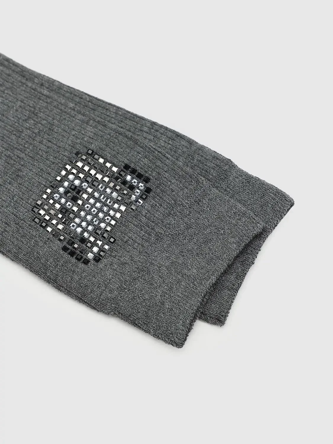 Cotton Polyester Elastane Blend Sequin Square Accent Socks
