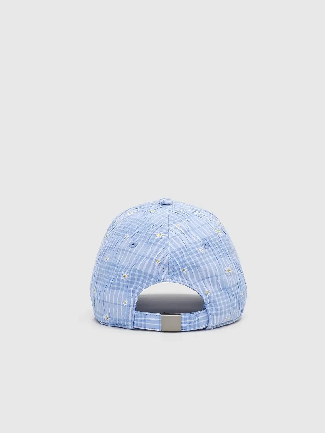 2302-cotton-polyester-checkered-daisy-embroidered-baseball-caps-2.webp Cotton-Polyester Checkered Daisy Embroidered Baseball Caps