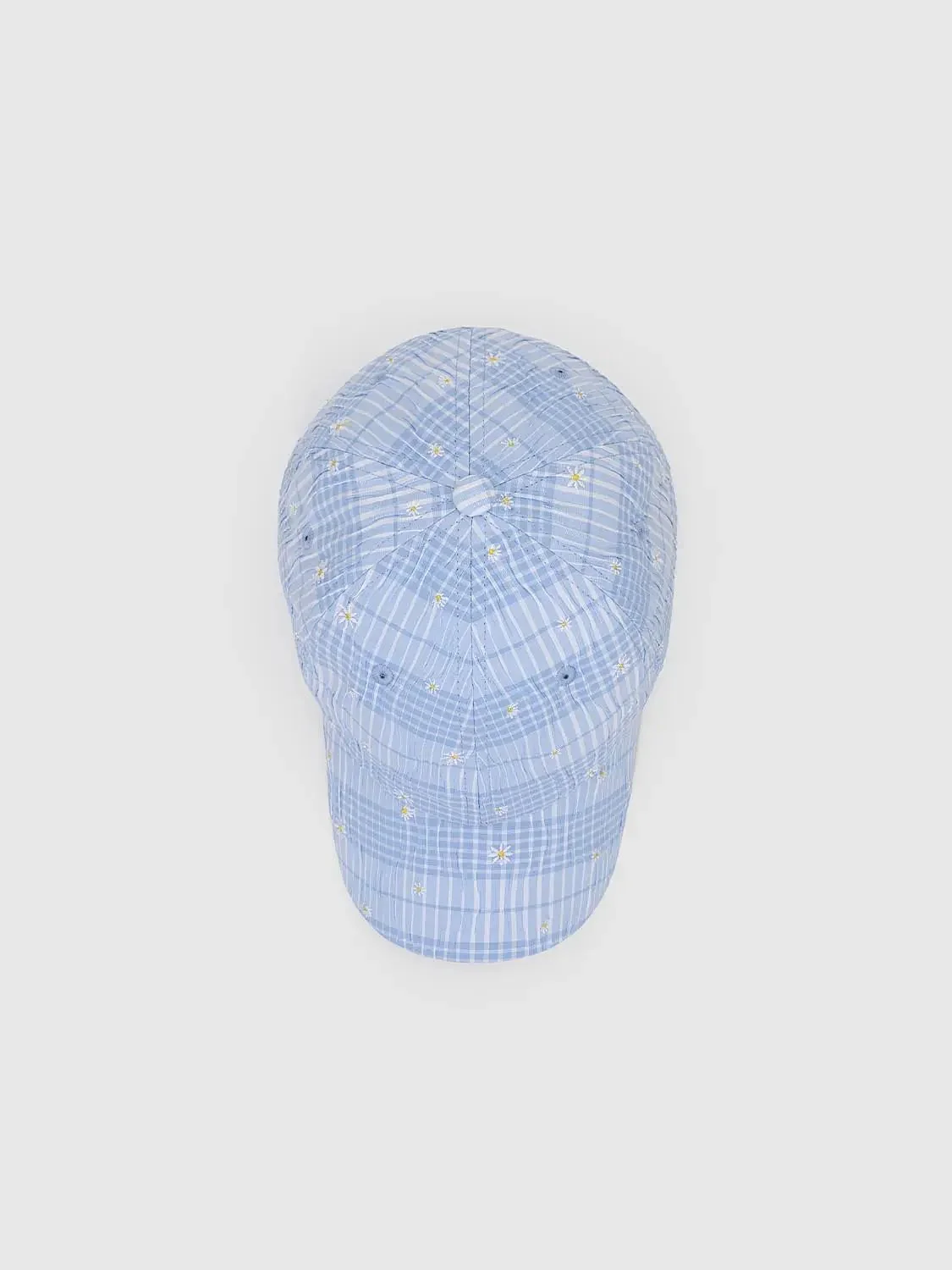 2302-cotton-polyester-checkered-daisy-embroidered-baseball-caps-3.webp Cotton-Polyester Checkered Daisy Embroidered Baseball Caps
