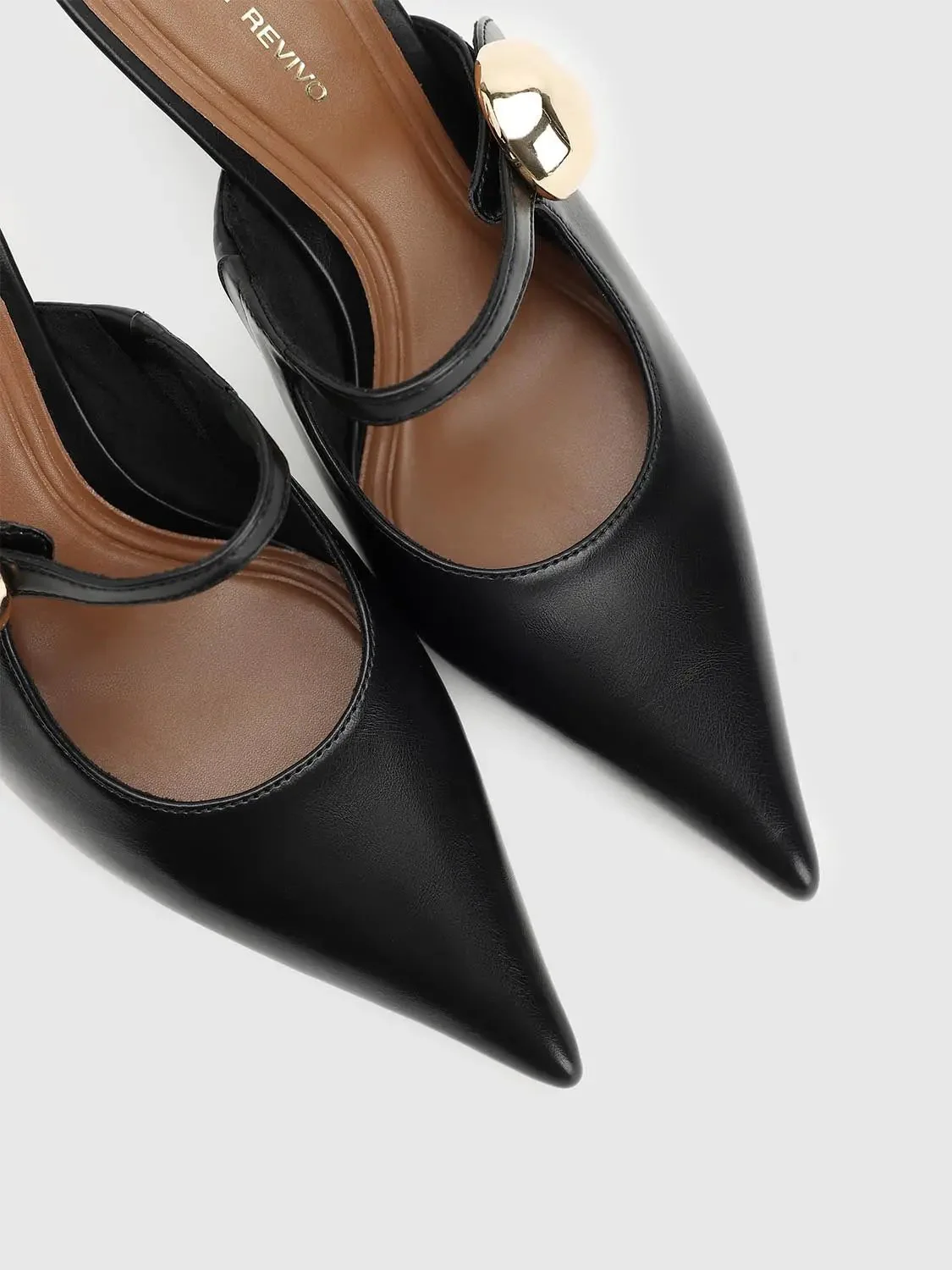 Point-Toe Heeled Slippers