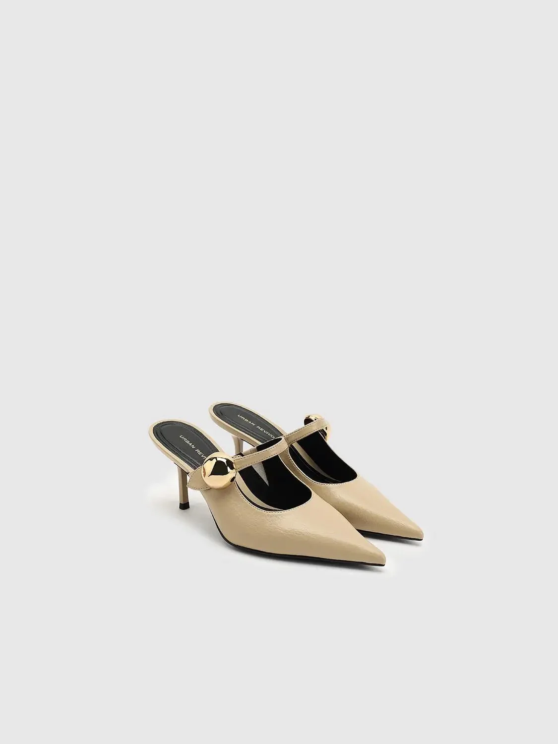 Point-Toe Heeled Slippers