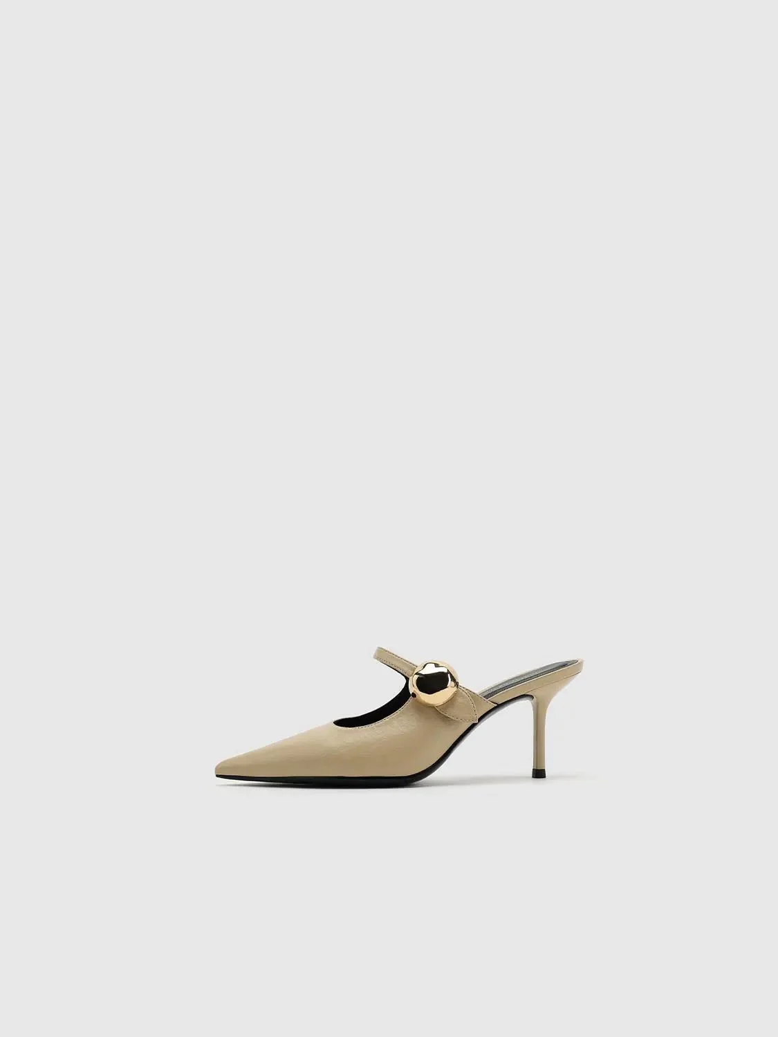 Point-Toe Heeled Slippers