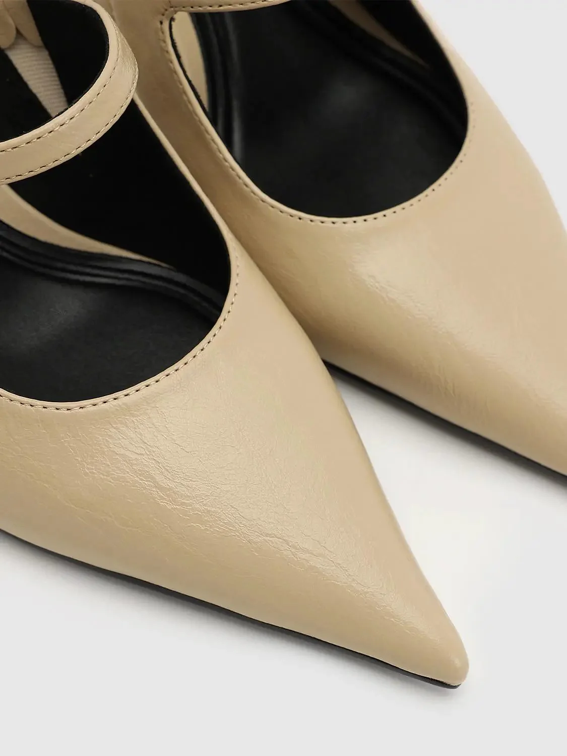 Point-Toe Heeled Slippers