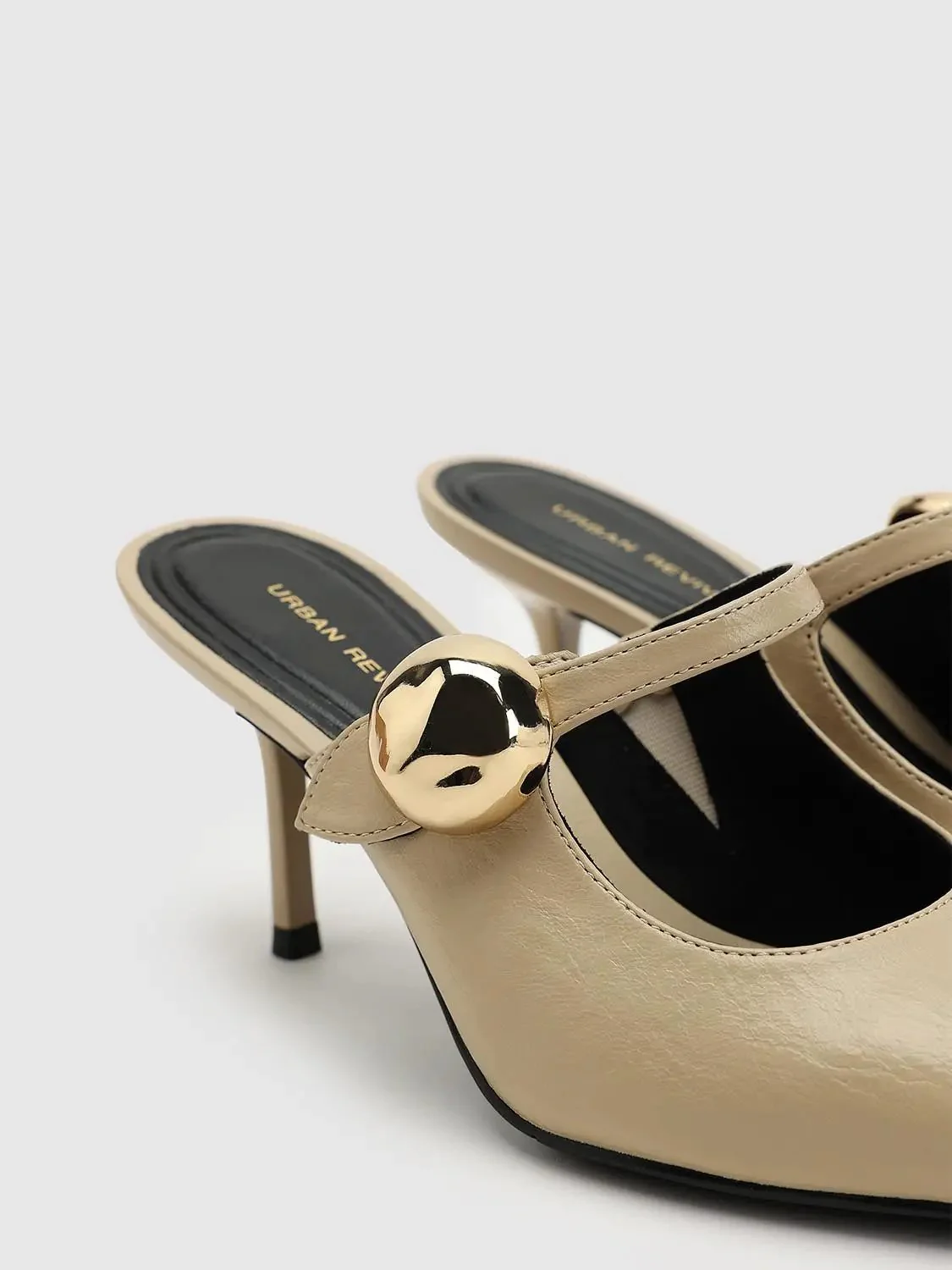 Point-Toe Heeled Slippers