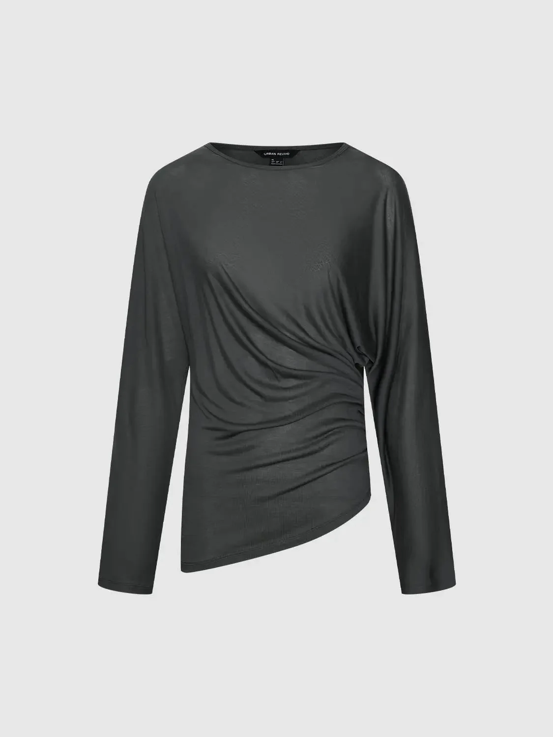 23058-lyocell-draped-crew-neck-long-sleeve-t-shirts-1.webp Lyocell Draped Crew Neck Long Sleeve T Shirts