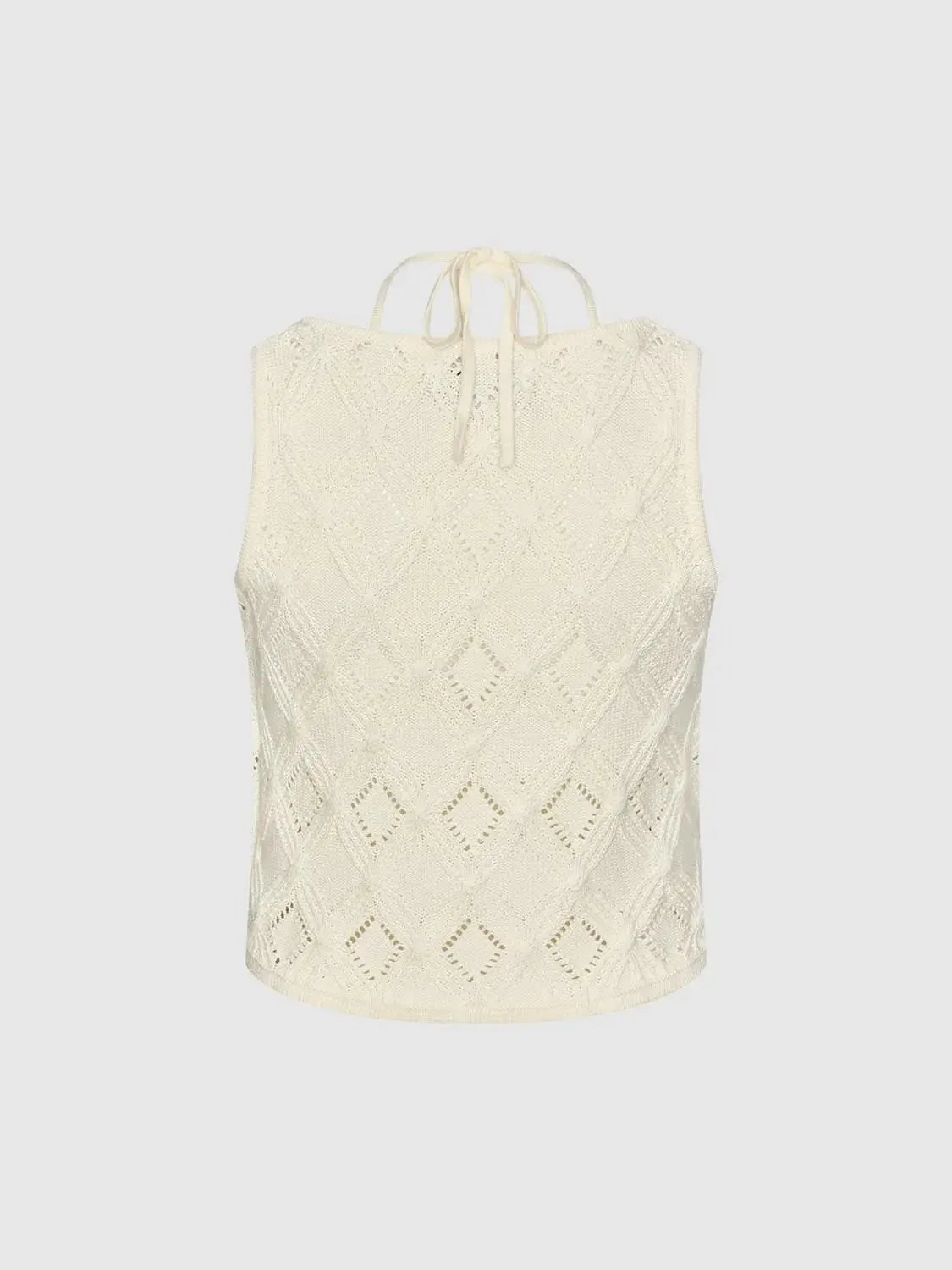 Cotton Crochet Sleeveless With Tie Front Top