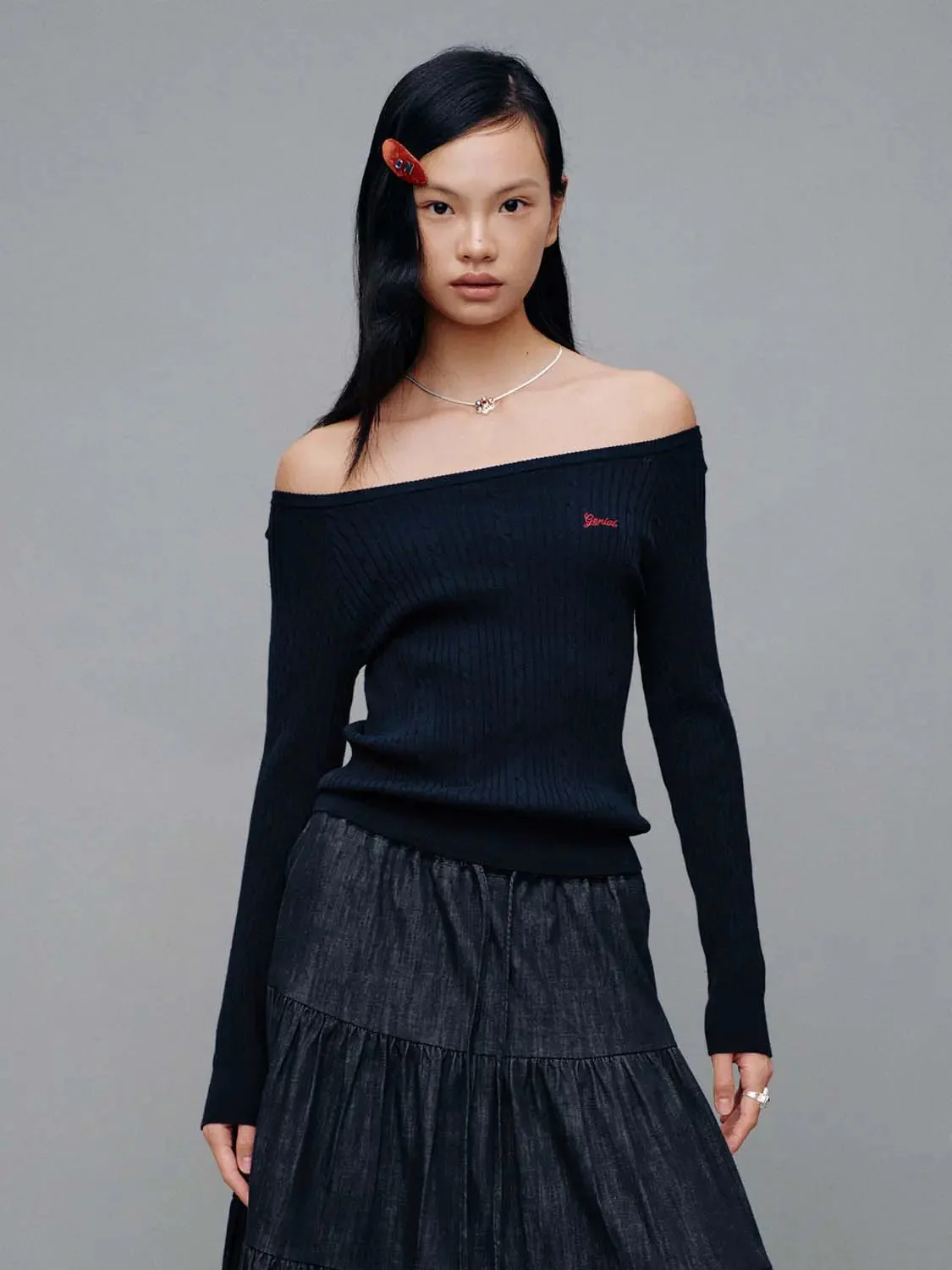 23111-embroidered-boat-neck-long-sleeve-knitted-t-shirts-1.webp Embroidered Boat Neck Long Sleeve Knitted T-Shirts