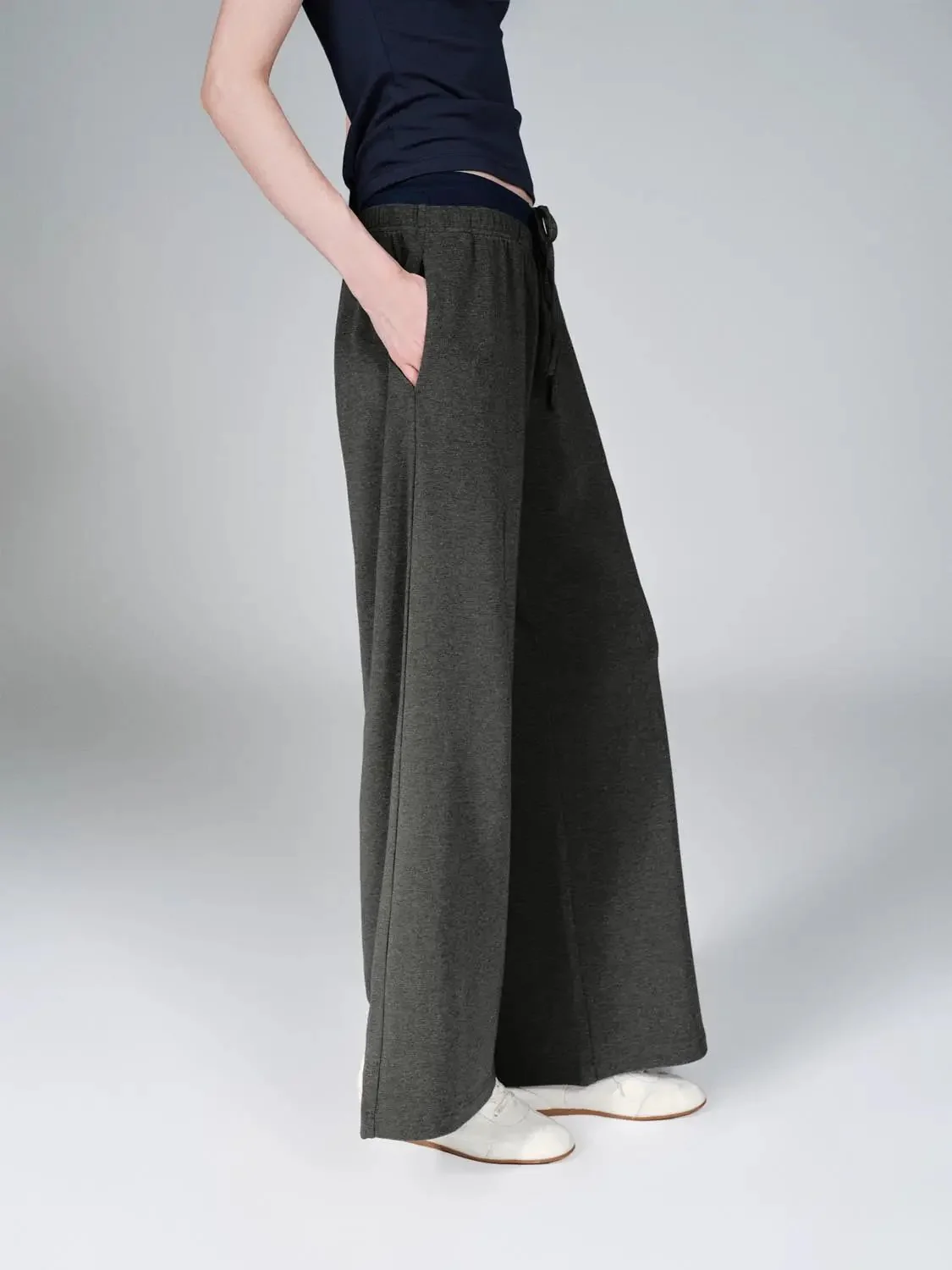 Drawstring Pull On Wide Leg Pants