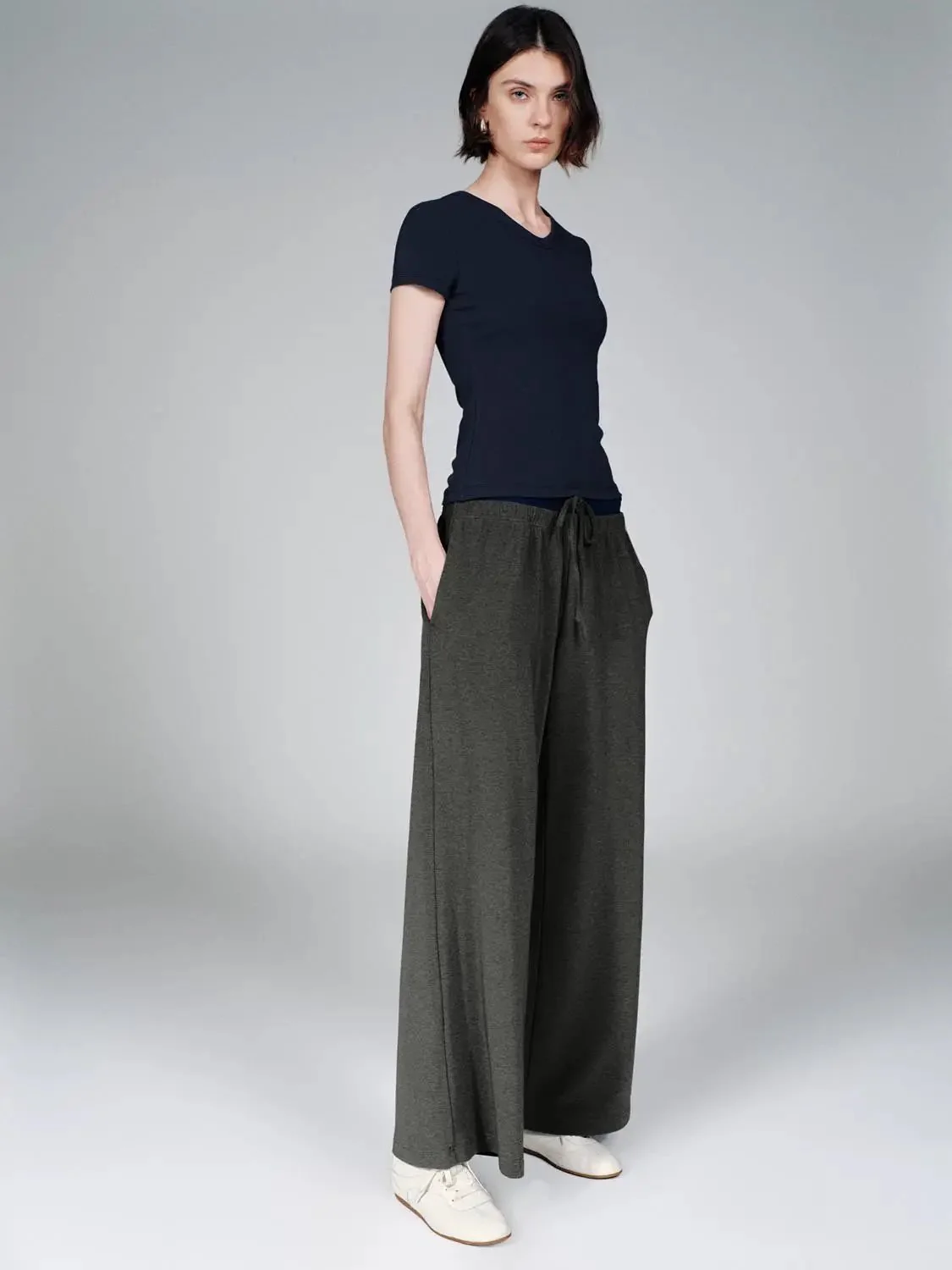 Drawstring Pull On Wide Leg Pants
