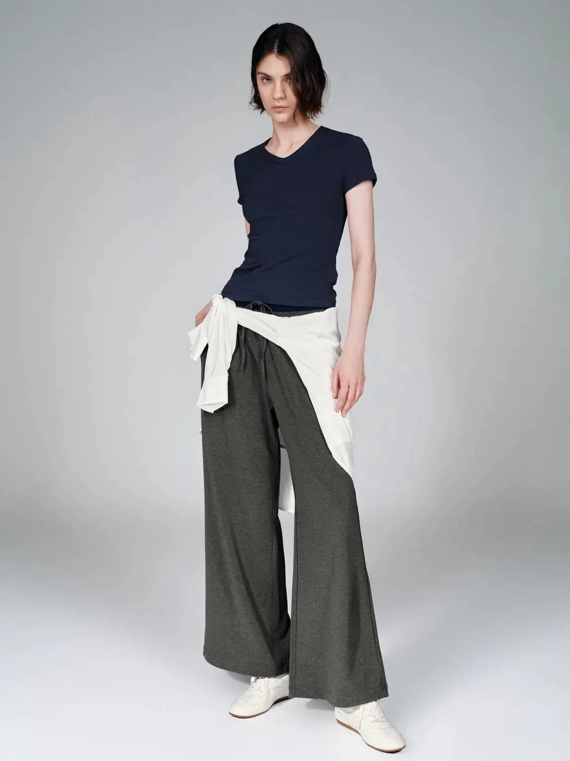 Drawstring Pull On Wide Leg Pants