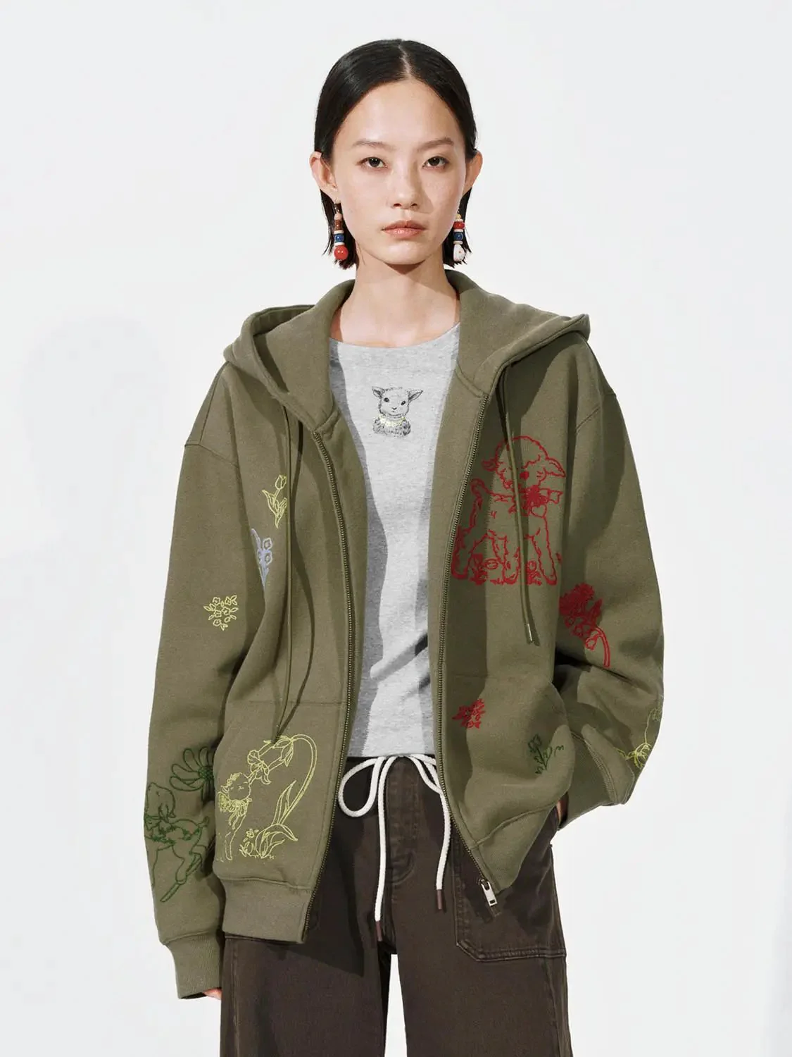 23157-embroidered-drawstring-hooded-loose-fit-jackets-1.webp Embroidered Drawstring Hooded Loose Fit Jackets