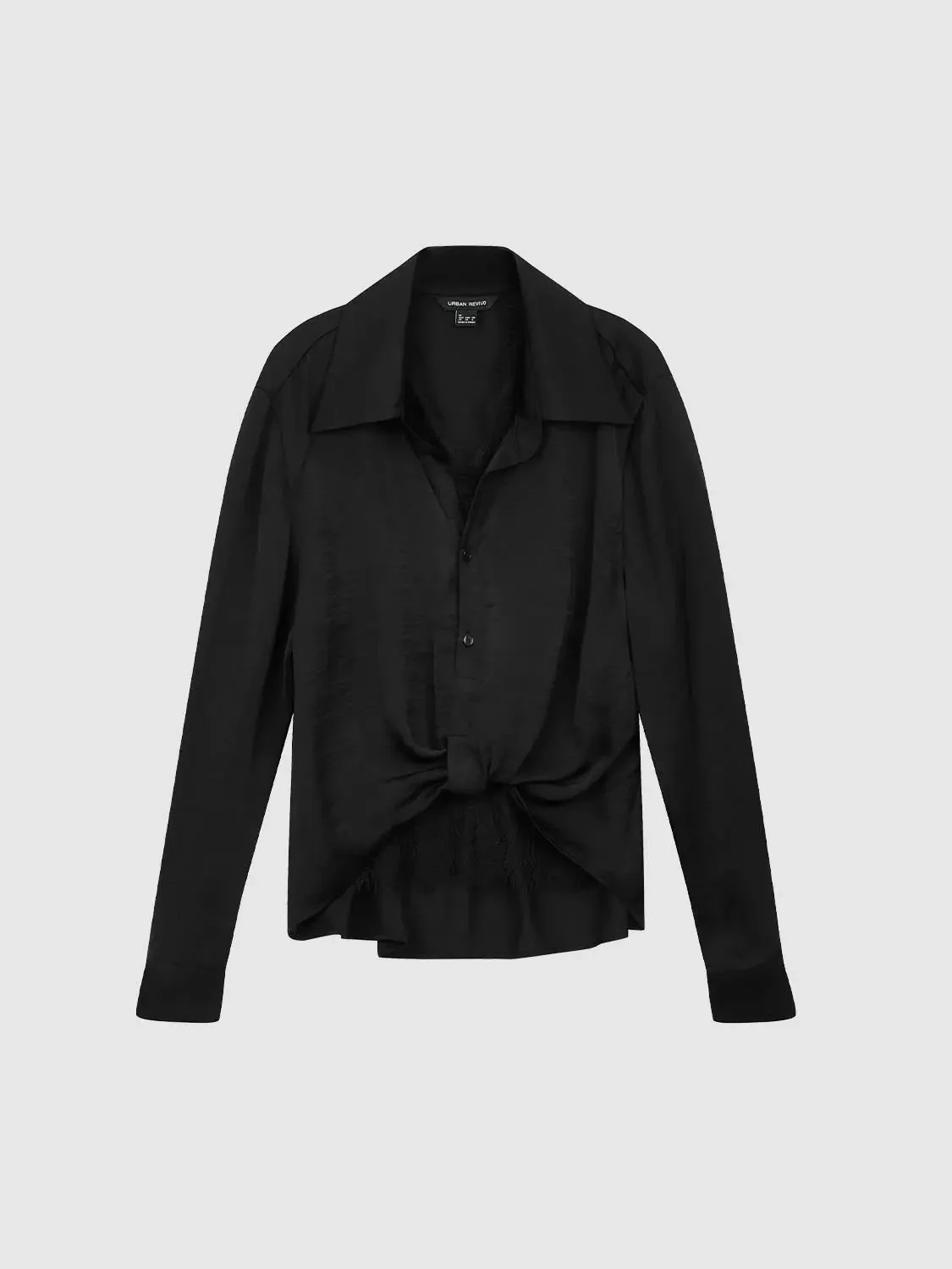 Lace Trim Front Knot Overhead Shirt