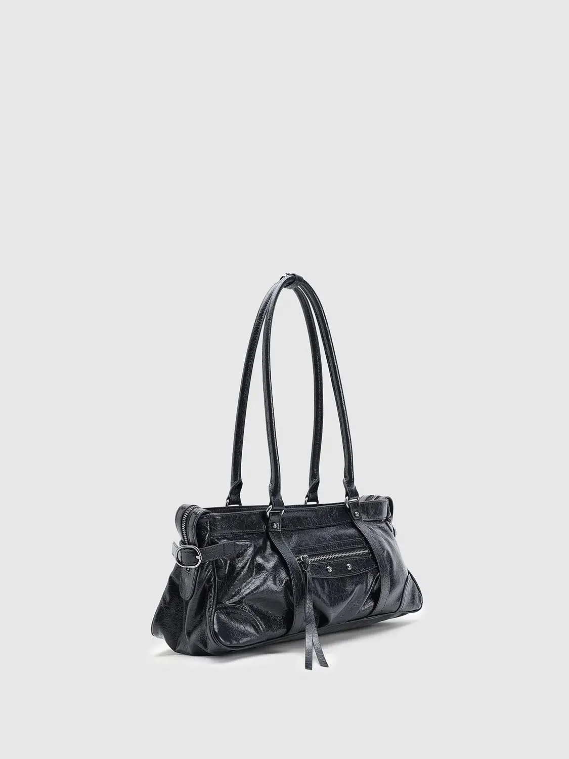 23223-faux-leather-belt-detail-shoulder-bowling-bags-3.webp Faux Leather Belt Detail Shoulder Bowling Bags