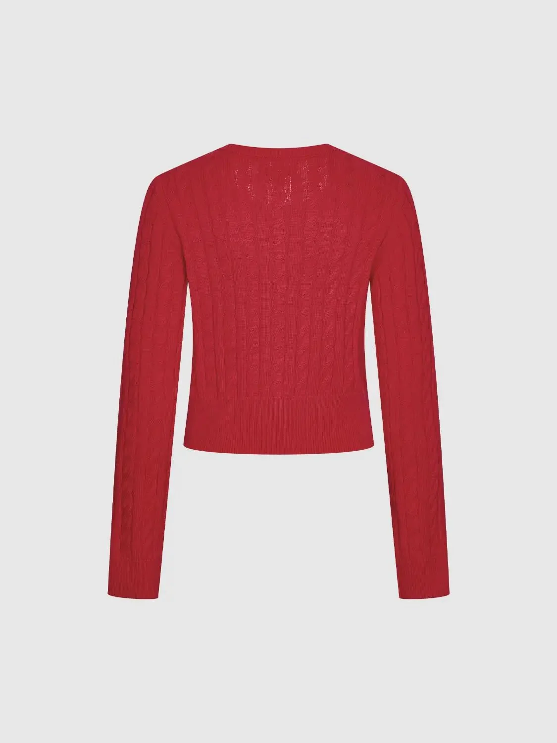 Crew Neck Embroidered Cable Knitted Cardigans